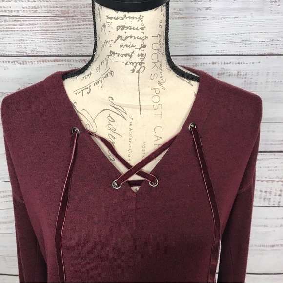 Rails top lace up‎ front long sleeve maroon size XS casual blouse - Picture 4 of 7